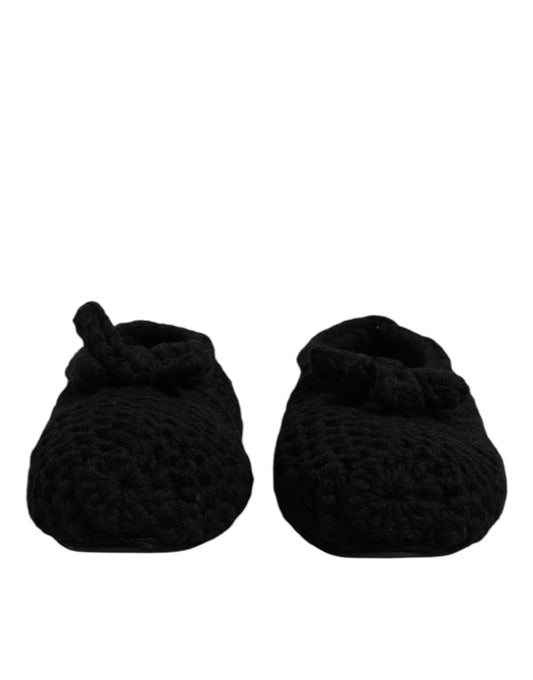 Dolce & Gabbana – Ballerinas zum Hineinschlüpfen aus schwarzer Wolle