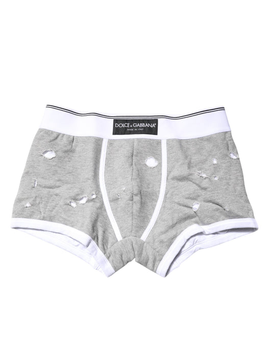 Dolce & Gabbana – Graue Boxershorts aus Baumwollstretch in regulärer Passform