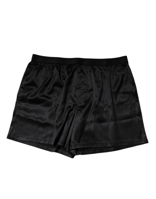 Dolce & Gabbana Schwarze Seide Regular Herren Boxershorts Unterwäsche
