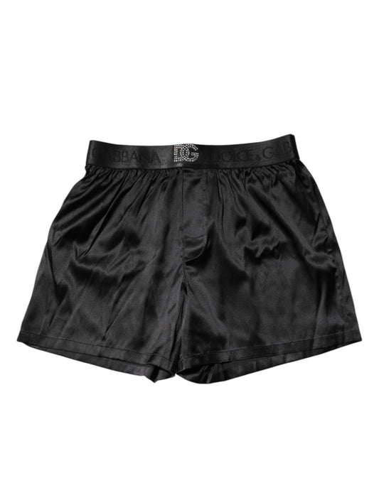 Dolce & Gabbana – Schwarze Boxershorts mit Logo an der Taille und normaler Passform