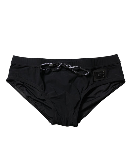 Dolce & Gabbana Schwarzes Logo-Schild für Herren, Strandmode, Badehose