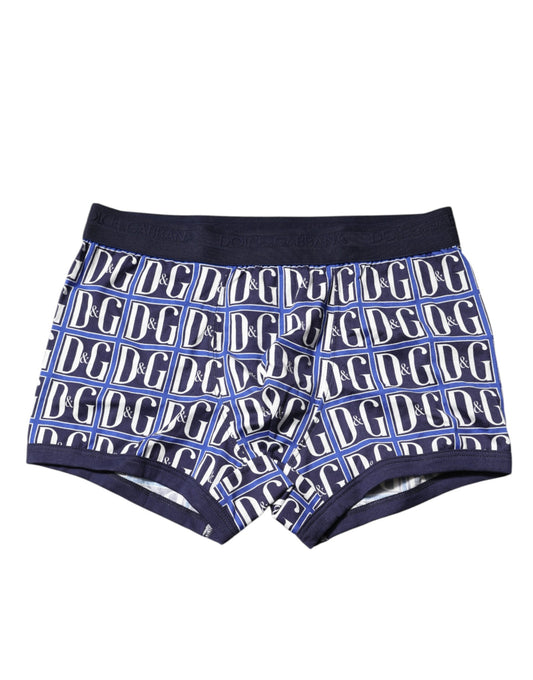 Dolce & Gabbana – Boxershorts in regulärer Passform mit blauem Logo-Print