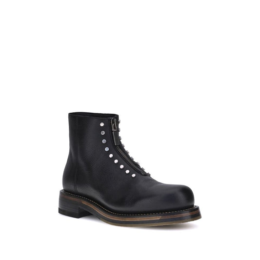 Alexander McQueen Schwarze Kalbsleder-Stiefel Bos Taurus mit Knöchelhohem Schaft