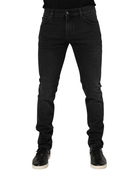 Dolce & Gabbana – Schwarze Skinny-Jeans aus verwaschener Baumwolle