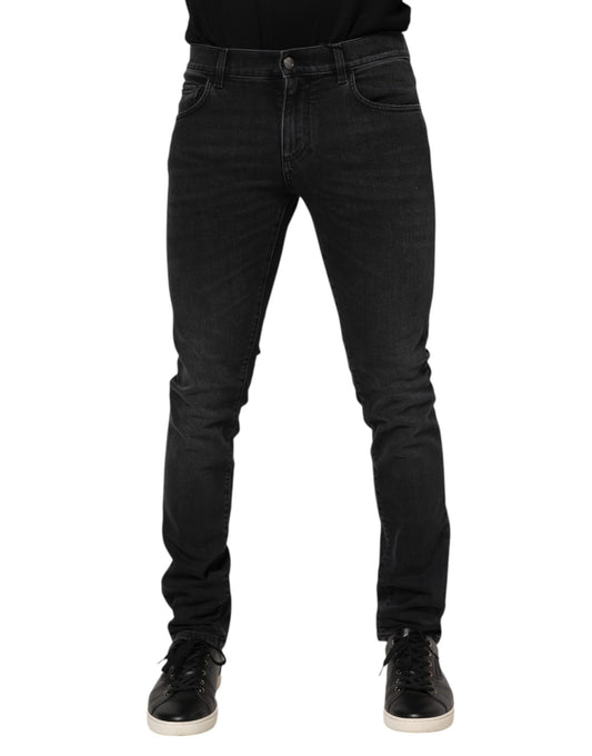 Dolce & Gabbana – Schwarze Skinny-Jeans aus verwaschener Baumwolle
