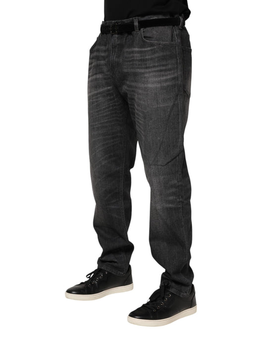 Dolce & Gabbana Graue Jeans aus gewaschener Baumwolle mit lockerem Schnitt