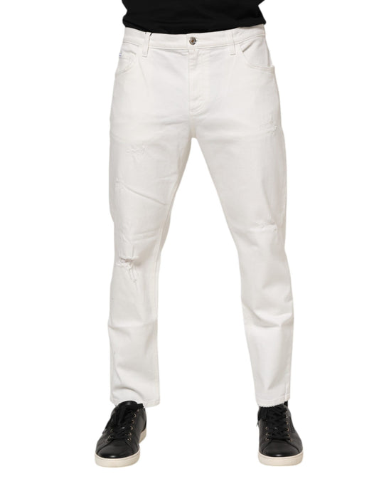 Dolce & Gabbana White Cotton Loose Men Denim Jeans