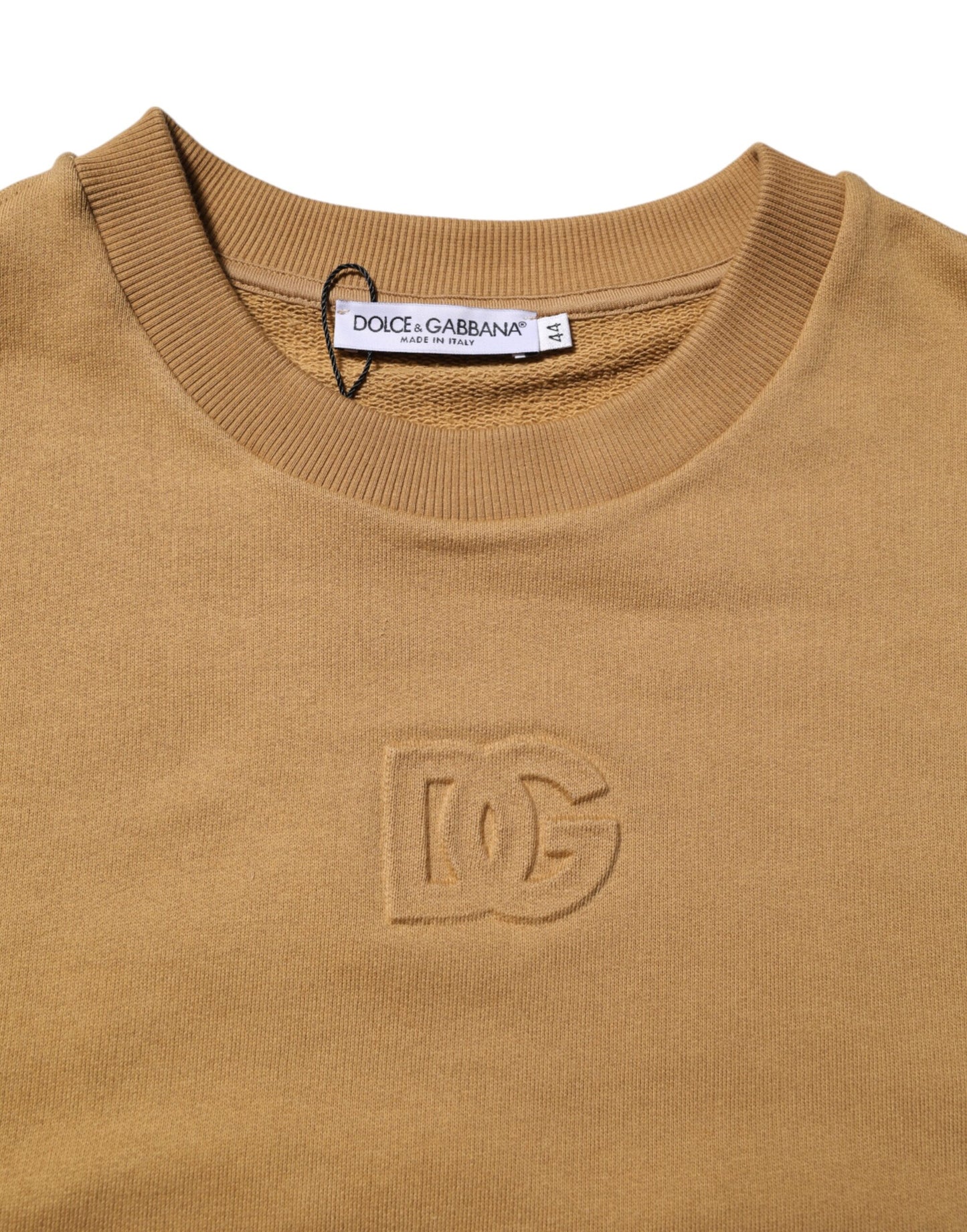 Dolce & Gabbana – Senfgelber Pullover aus Baumwolle mit DG-Prägung