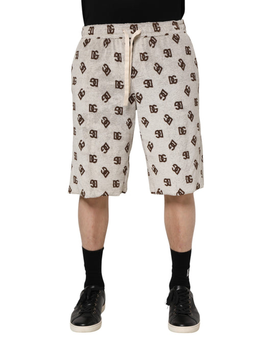 Dolce & Gabbana – Bermudashorts aus weißer Baumwolle mit DG Mania-Print für Herren