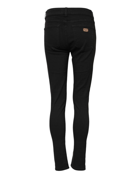 Dolce & Gabbana – Schwarze Skinny-Jeans aus Baumwolle mit mittlerer Taille