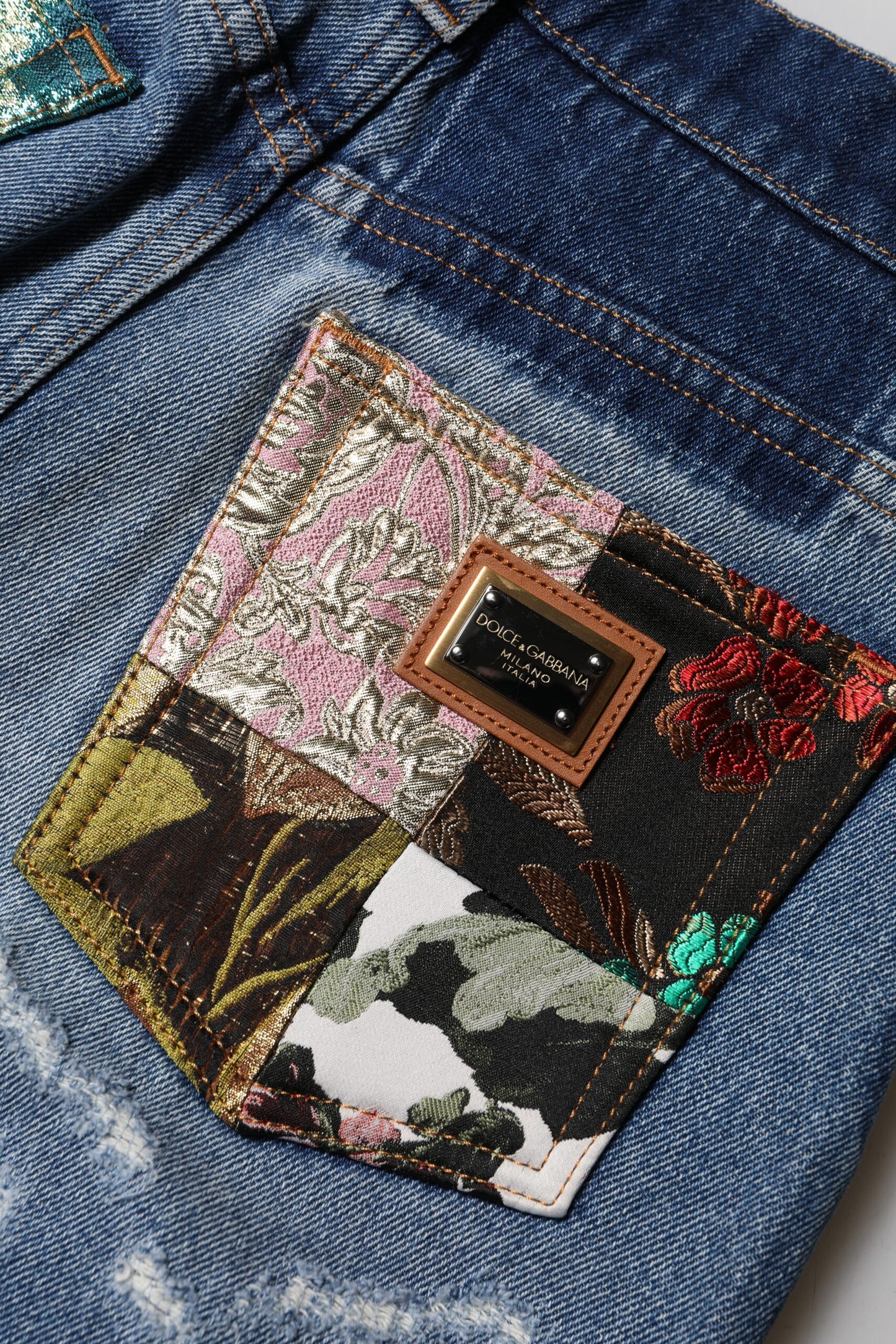 Dolce & Gabbana Blaue zerfetzte Jeans mit hoher Taille für Damen