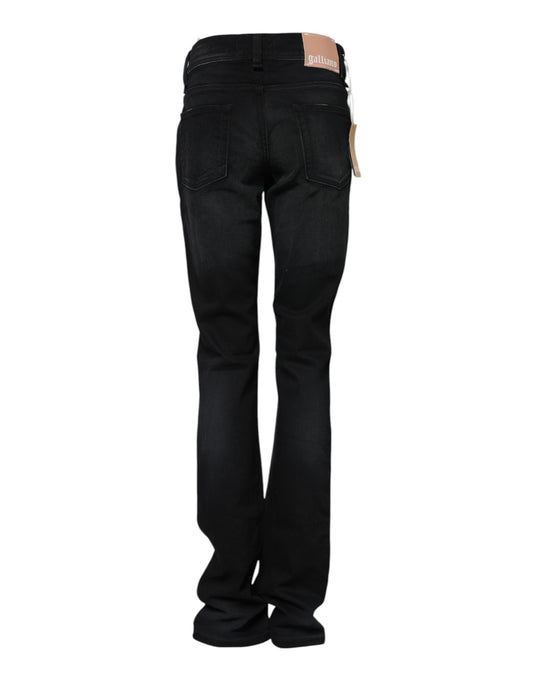 John Galliano – Schwarze, konisch zulaufende Jeans aus Baumwolle mit mittlerer Taille