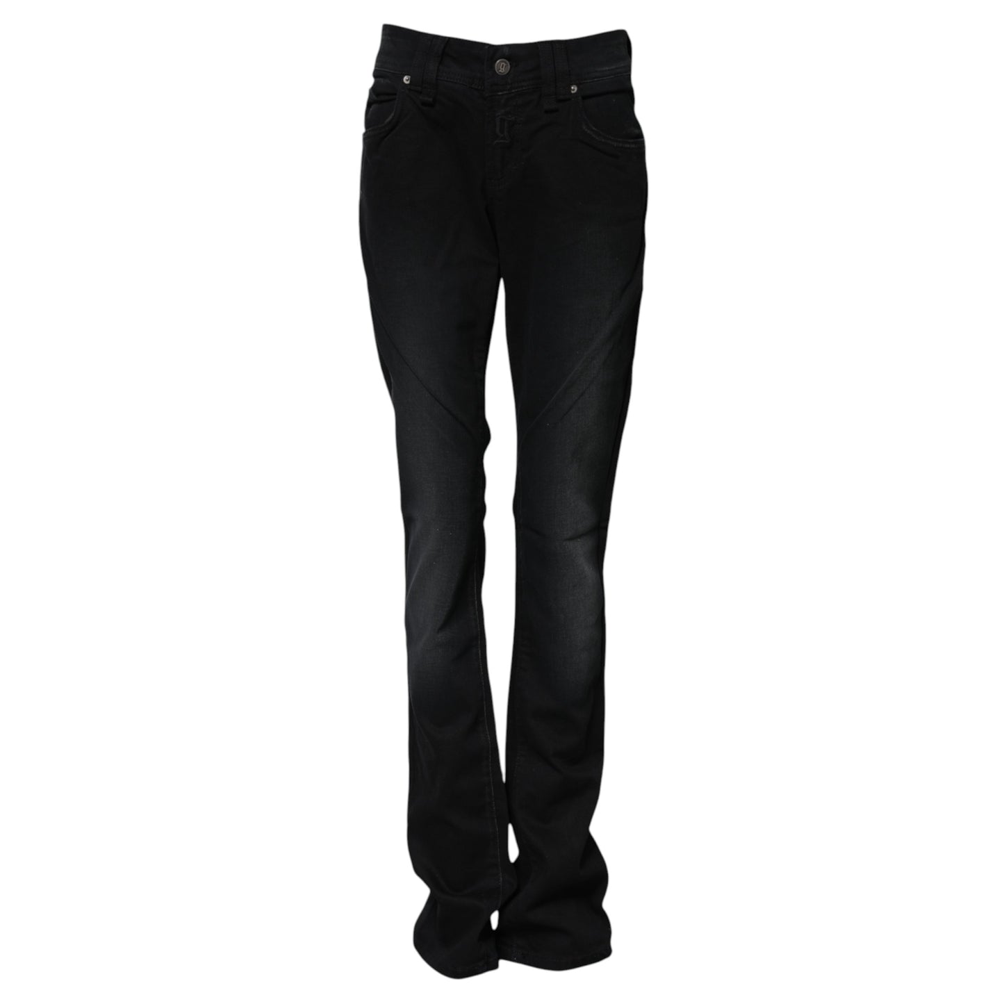 John Galliano – Schwarze, konisch zulaufende Jeans aus Baumwolle mit mittlerer Taille