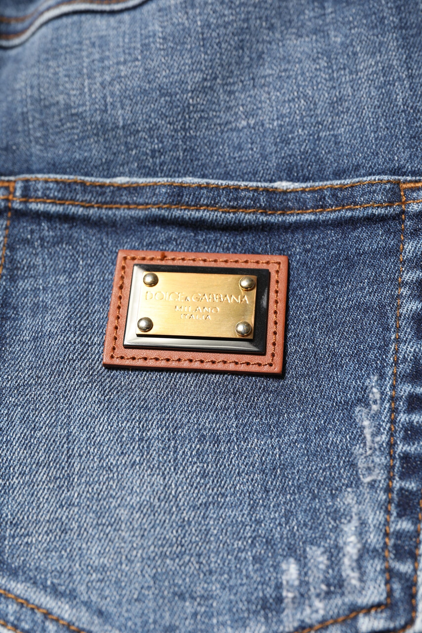 Dolce & Gabbana – Blaue Jeans mit Strassverzierung