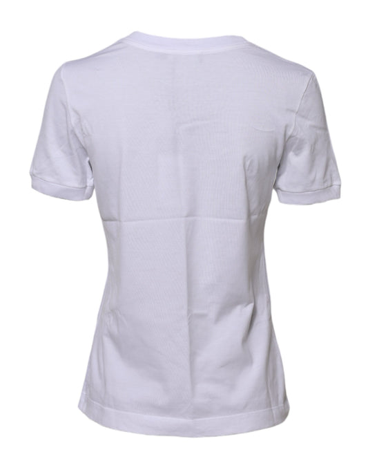 Dolce & Gabbana – Weißes T-Shirt aus Baumwolle mit Rundhalsausschnitt und kurzen Ärmeln