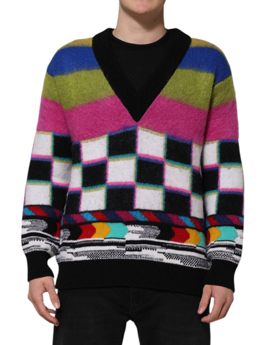 Dolce & Gabbana – Mehrfarbiger Pullover mit Glitch-Design