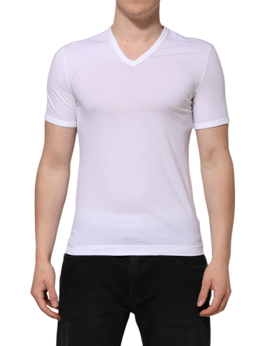 Dolce & Gabbana White Short Sleeves V-neck Underwear T-shirt