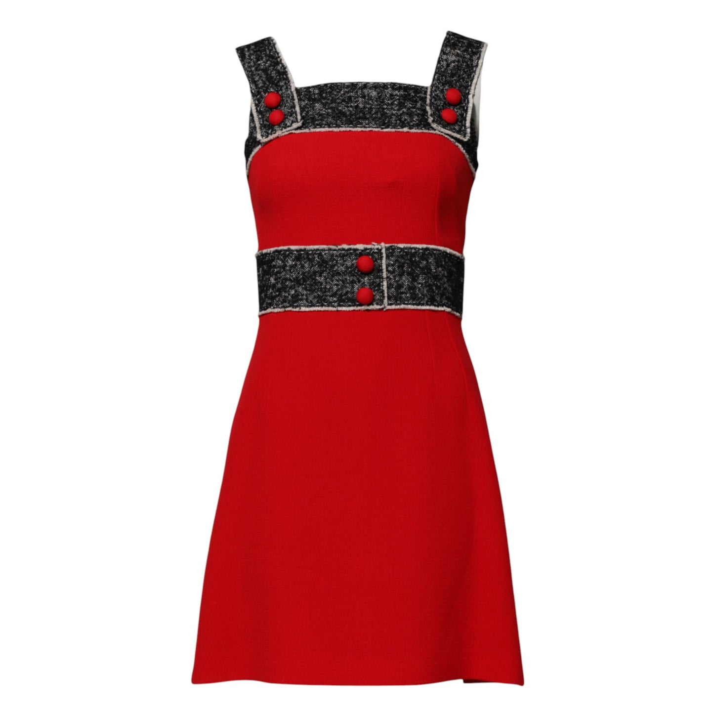 Dolce & Gabbana – Rotes, ärmelloses Minikleid aus Wolle in A-Linie