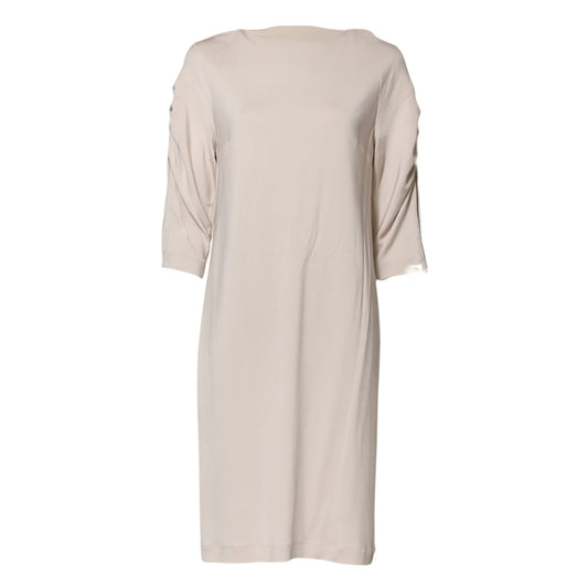 Roberto Cavalli Ivory Viscose Sheath Knee Length Dress