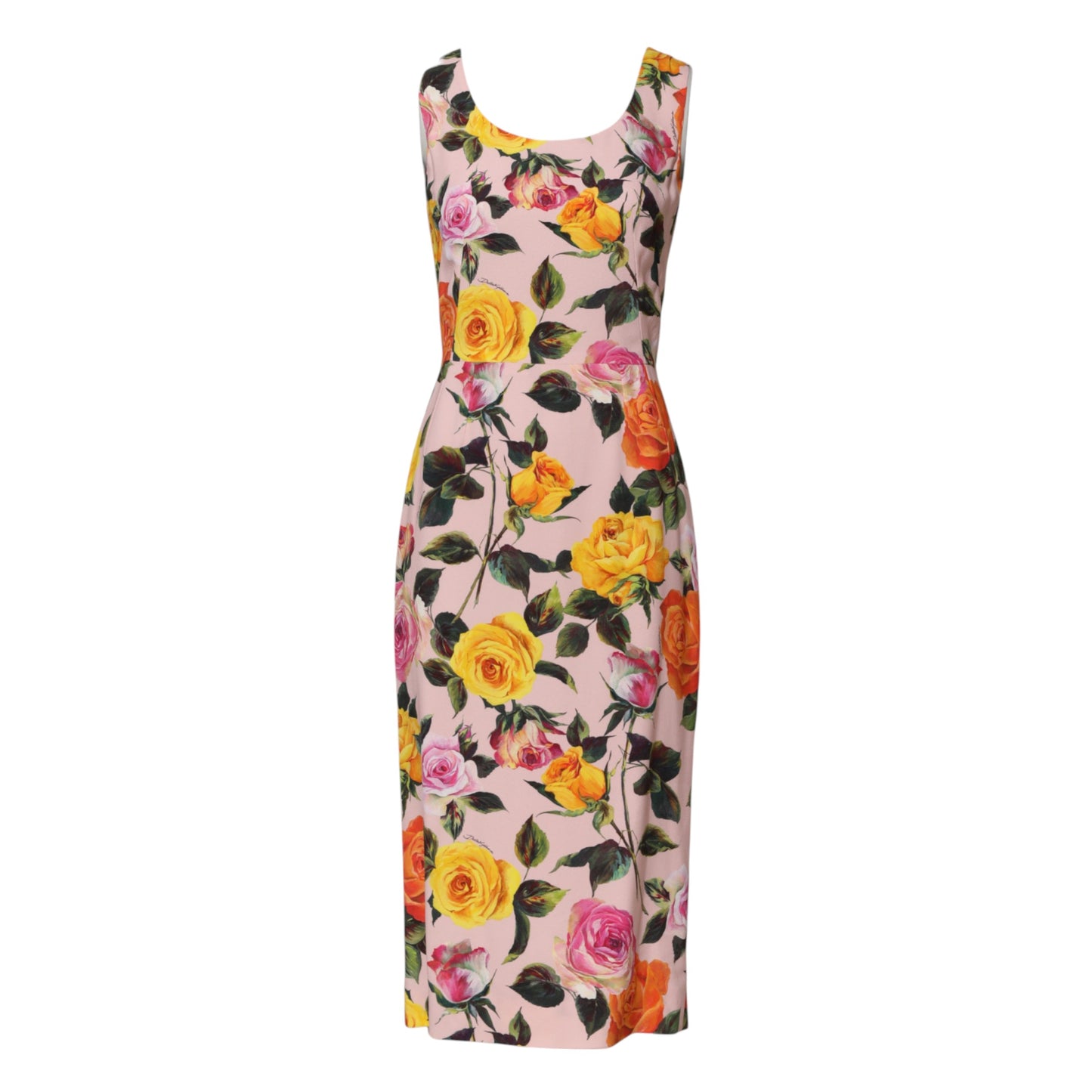Dolce & Gabbana – Knielanges Etuikleid mit mehrfarbigem Blumenmuster