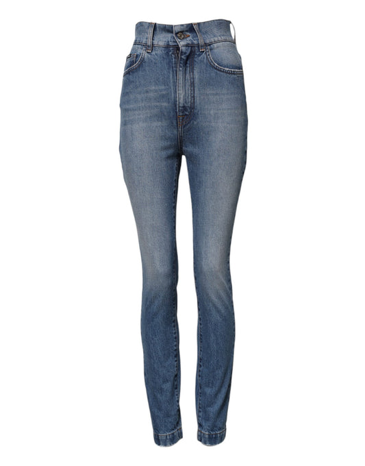 Dolce & Gabbana – Blau verwaschene Skinny-Jeans mit hoher Taille