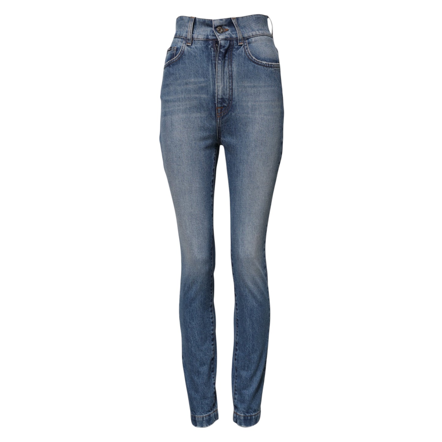 Dolce & Gabbana – Blau verwaschene Skinny-Jeans mit hoher Taille