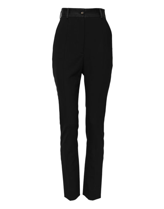 Dolce & Gabbana Schwarze Skinny-Hose aus Wolle mit hoher Taille