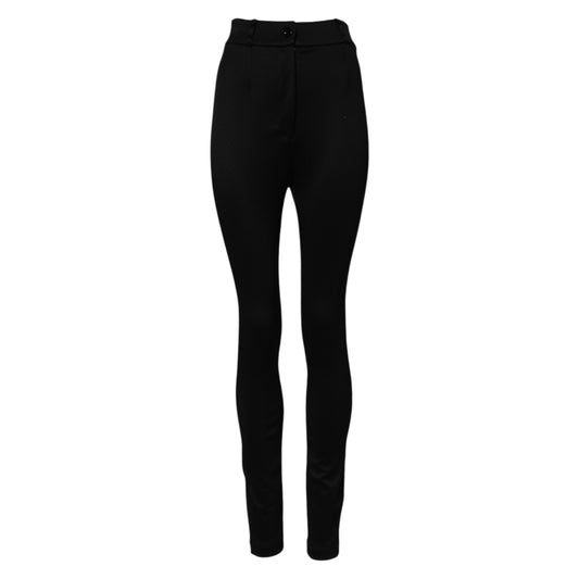 Dolce & Gabbana Schwarze Skinny-Leggings aus Nylon mit hoher Taille