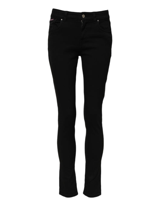 Dolce & Gabbana – Schwarze Skinny-Jeans aus Baumwolle mit mittlerer Taille