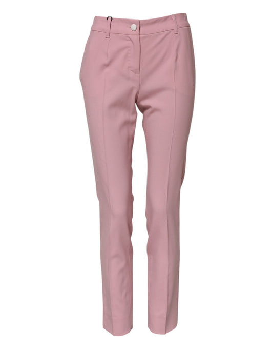 Dolce & Gabbana – Karottenhose aus rosa Wolle mit hoher Taille