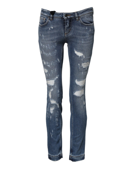 Dolce & Gabbana – Hübsche, zerfetzte Skinny-Jeans in Blau