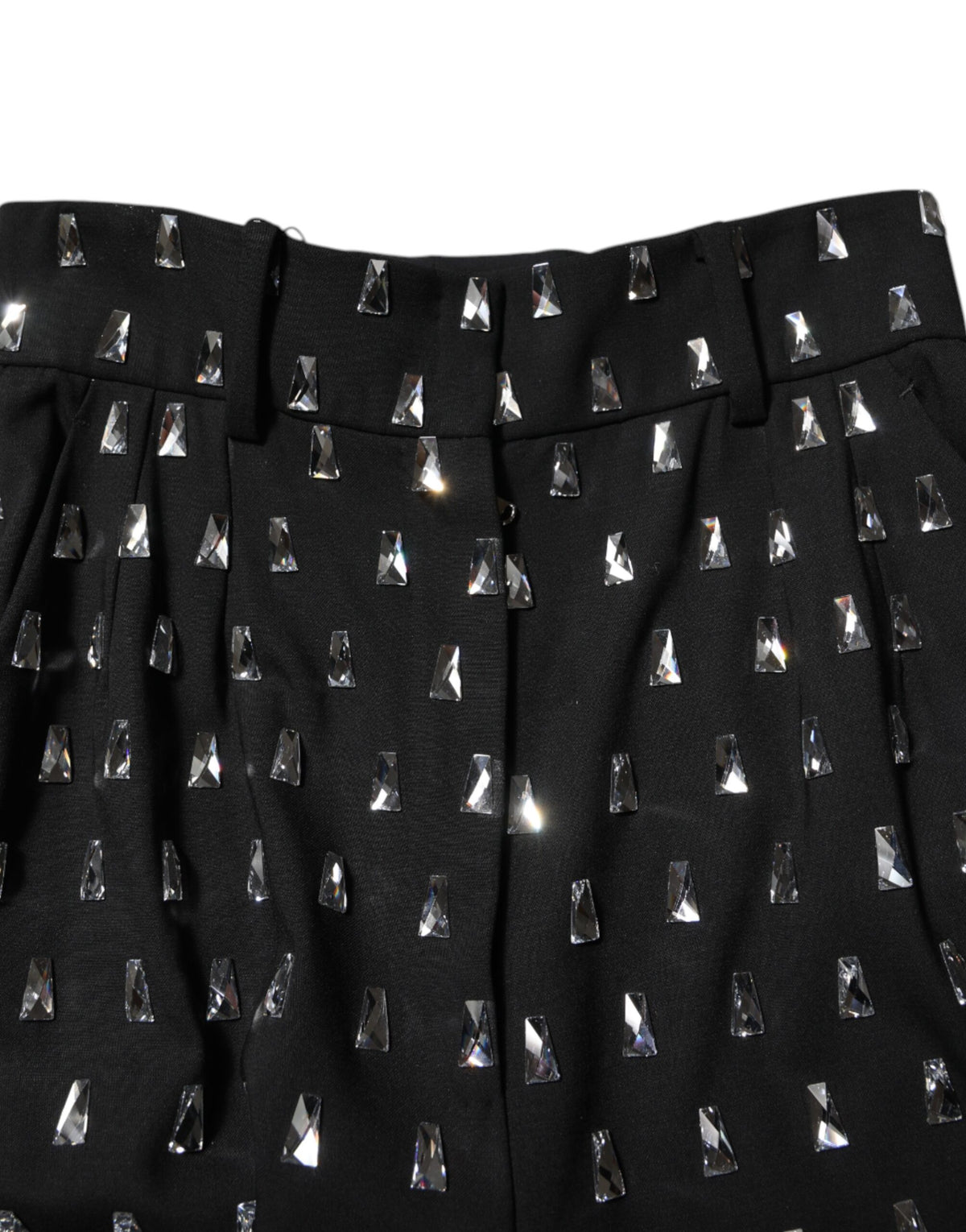 Dolce & Gabbana – Schwarze Hose mit weitem Bein und Kristallverzierung