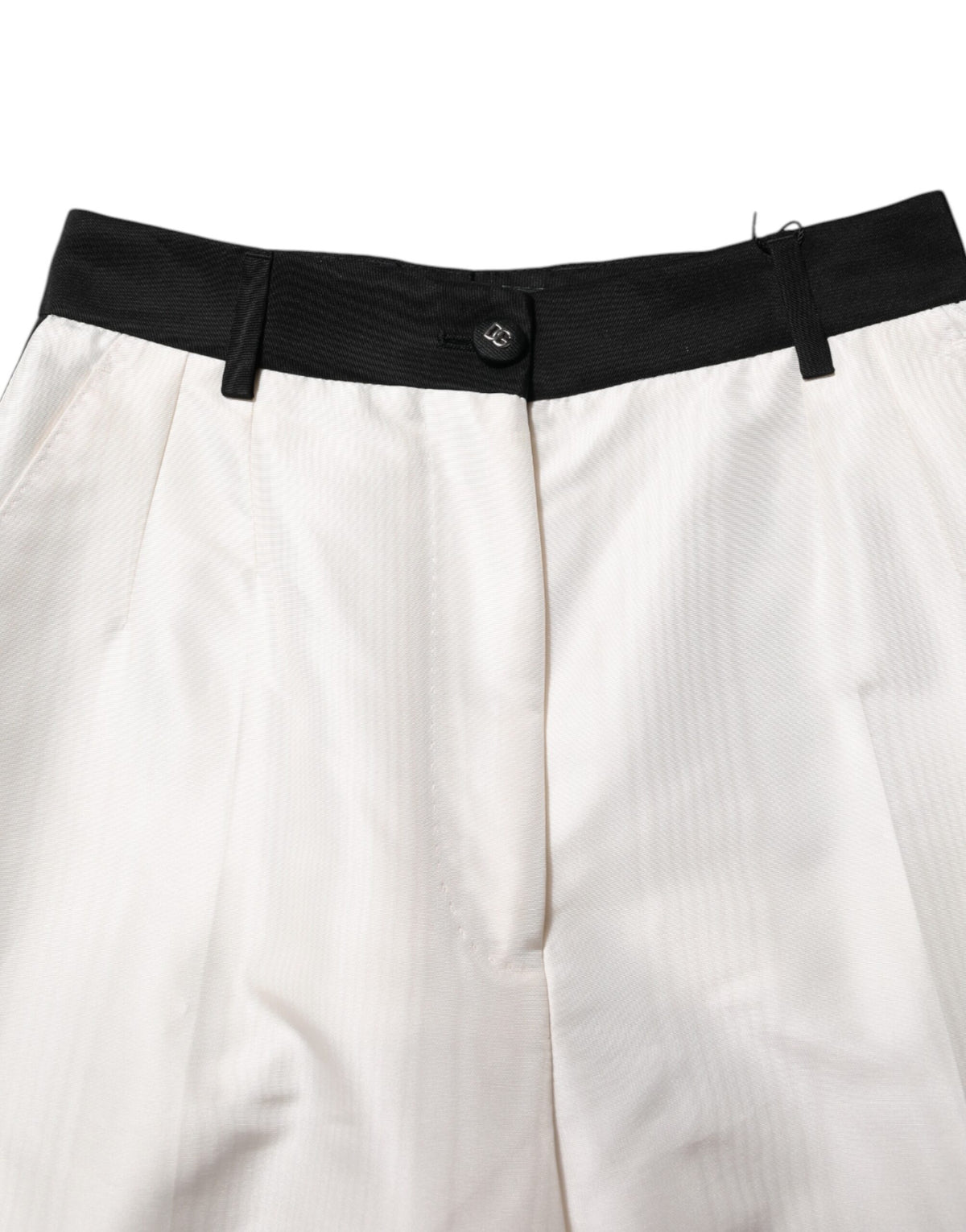 Dolce & Gabbana – Weiße, hoch taillierte, gerade Anzughose