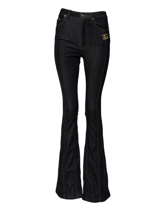 Dolce & Gabbana – Schwarze Bootcut-Jeans aus Baumwolle mit mittlerer Taille