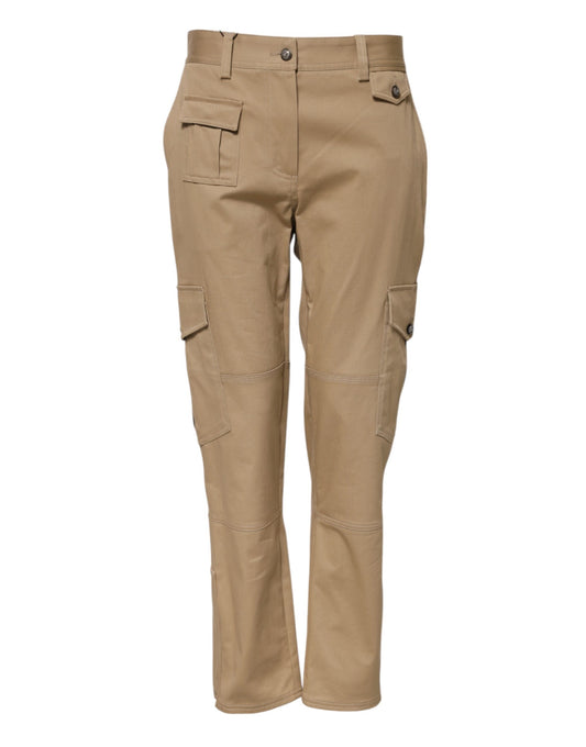 Dolce & Gabbana – Beige Cargo-Schmal zulaufende Hose mit mittlerer Taille