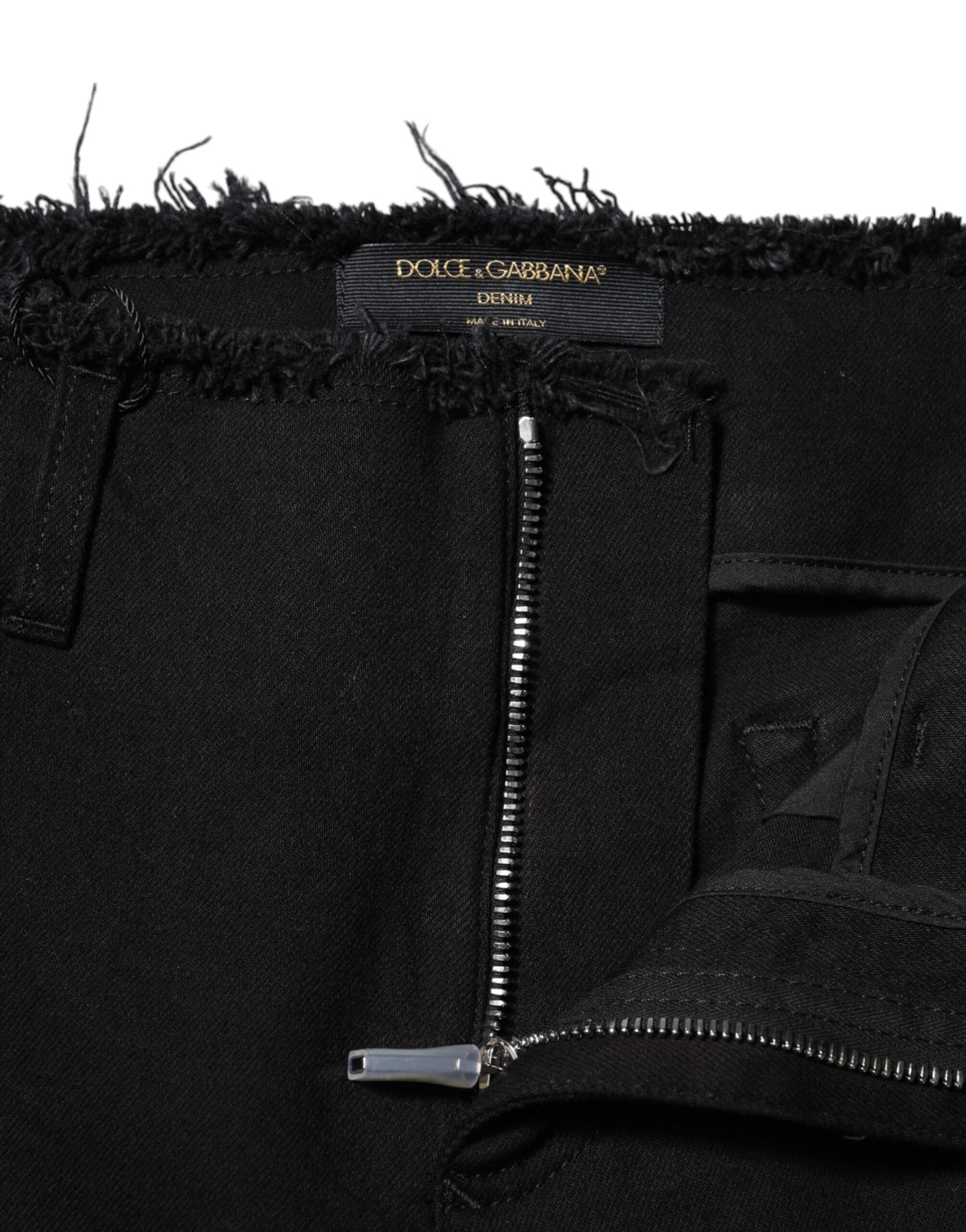 Dolce & Gabbana – Schwarze Schlagjeans aus Baumwolle mit mittlerer Taille