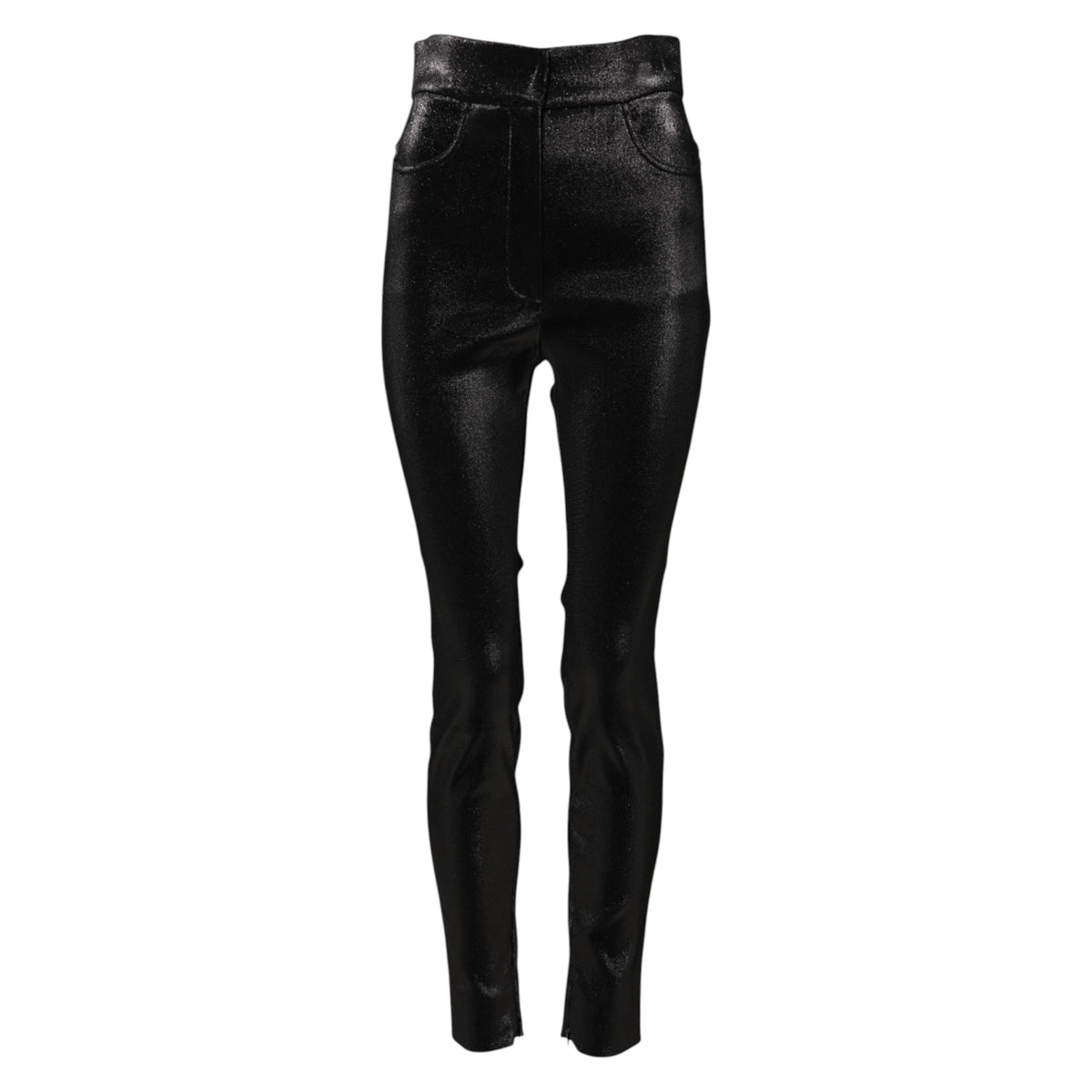 Dolce & Gabbana Schwarze Skinny-Hose aus Baumwollstretch mit Lurexfaden