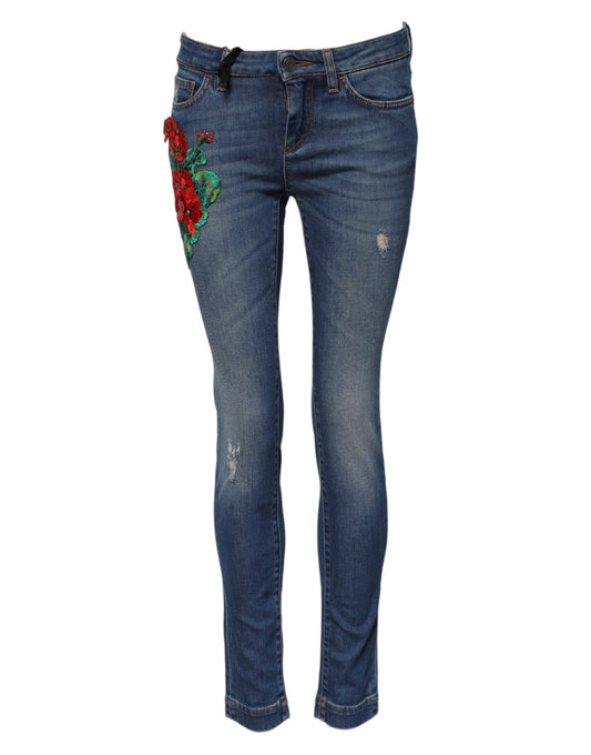 Dolce & Gabbana – Blaue Skinny-Jeans aus Baumwolle mit niedriger Taille