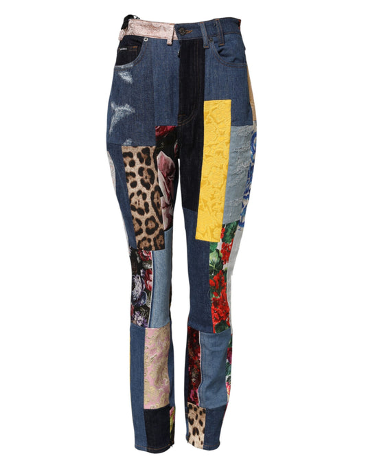 Dolce & Gabbana – Mehrfarbige Skinny-Jeans im Patchwork-Stil
