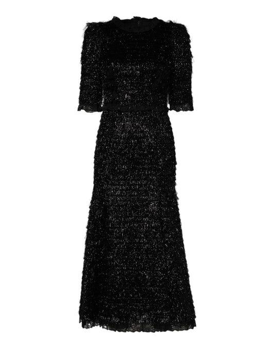 Dolce & Gabbana – A-Linien-Midikleid aus Polyester in Metallic-Schwarz