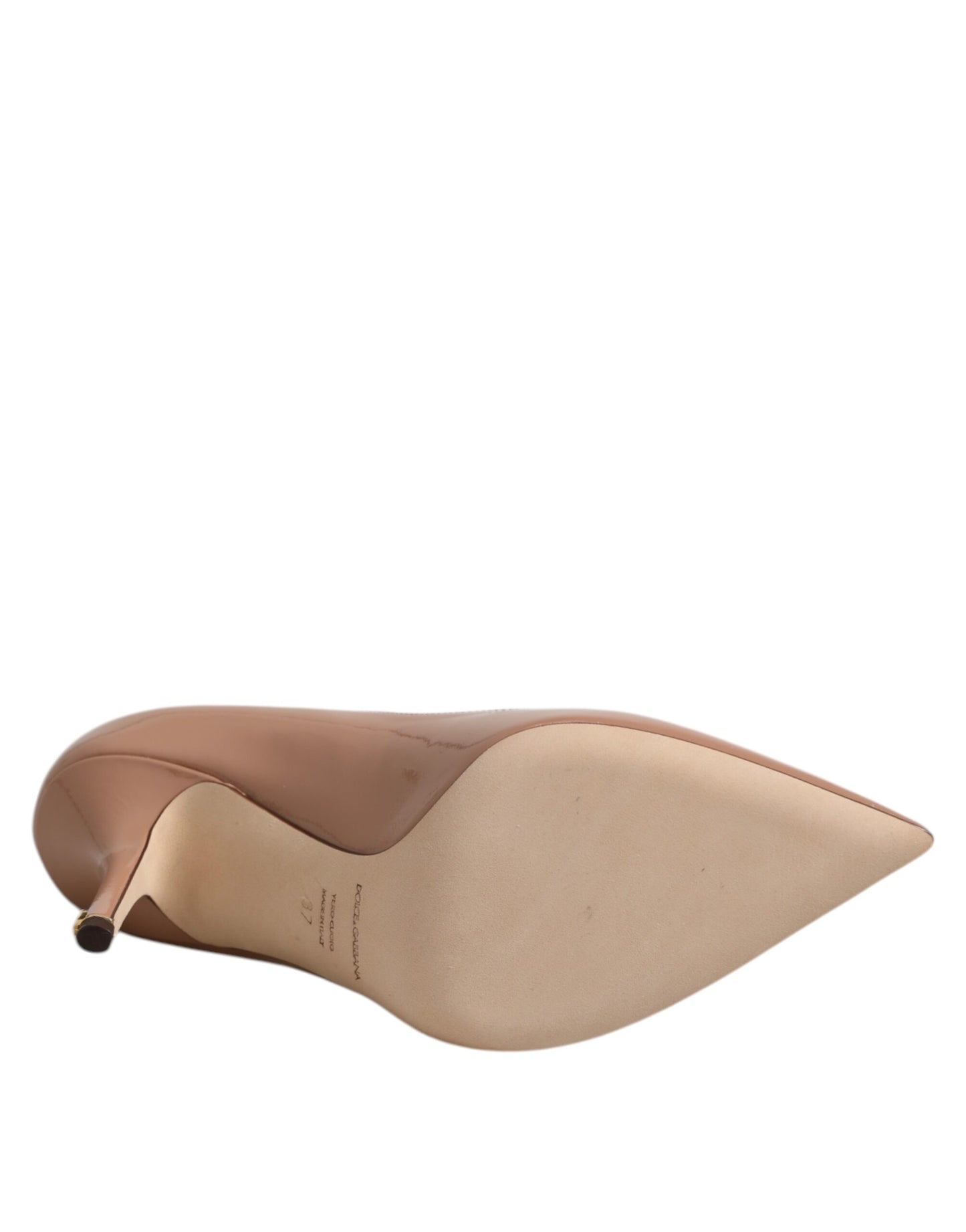 Dolce & Gabbana – Pumps aus Lackleder in Beige mit Stilettoabsatz