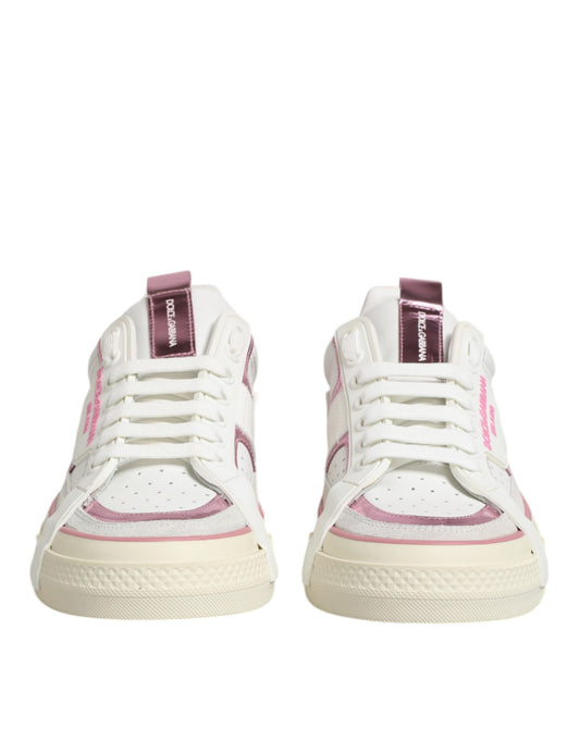 Dolce & Gabbana Weiße Leder DG Logo Low Top Sneakers Schuhe