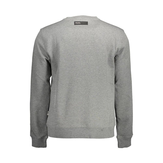 Plein Sport "Gray Cotton Men Sweater with Contrasting Details"