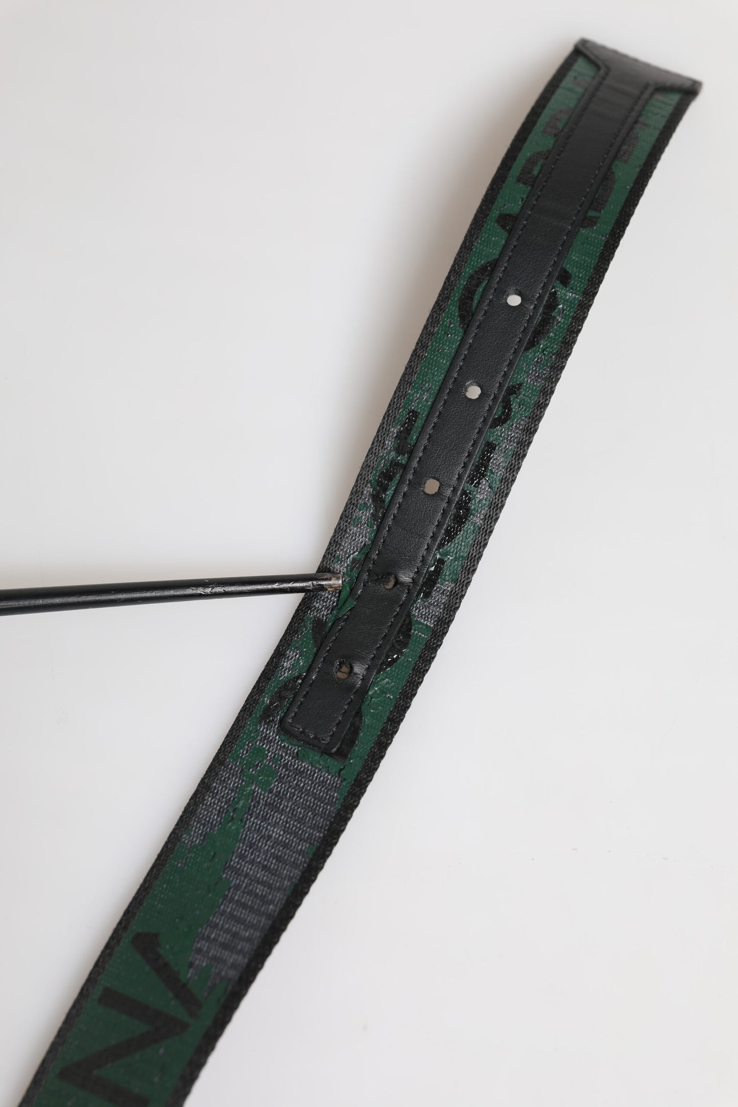 Dolce & Gabbana Grün-Schwarzer Polyestergürtel mit DG-Logo-Schnalle