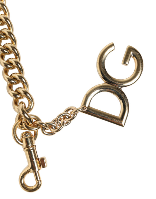 Dolce & Gabbana Brauner Leopard Gold Messing Kette Accessoire Schultergurt