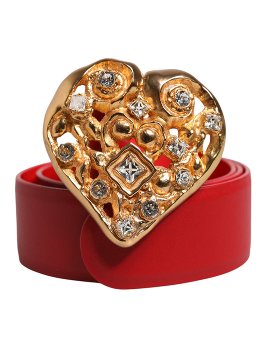 Dolce & Gabbana – Roter Gürtel aus Kalbsleder mit verzierter Metallschnalle