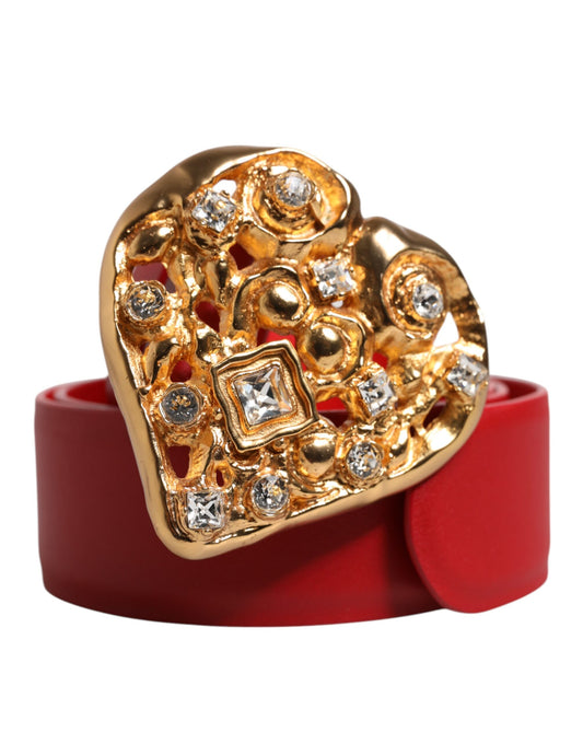 Dolce & Gabbana – Roter Gürtel aus Kalbsleder mit verzierter Metallschnalle