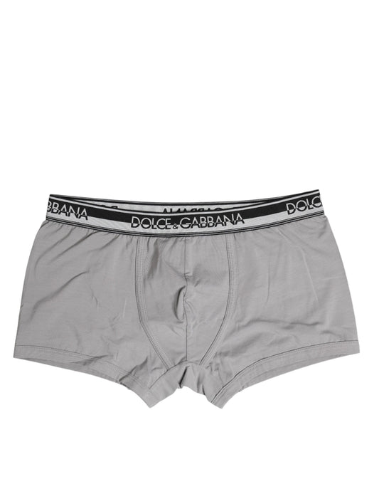 Dolce & Gabbana – Graue Boxershorts aus Baumwollstretch in regulärer Passform