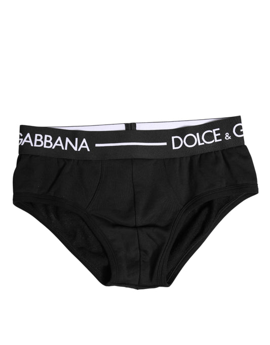 Dolce & Gabbana – Schwarze Slips aus Baumwollstretch in normaler Passform