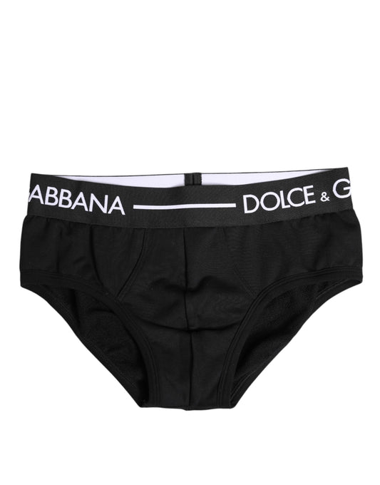 Dolce & Gabbana – Schwarze Slips aus Baumwollstretch in normaler Passform